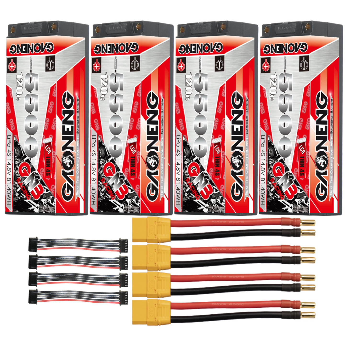 GAONENG GNB 4S 14.8V 5500mAh 120C 5mm Bullet Thin 4S LCG Hard Case LiPo Battery