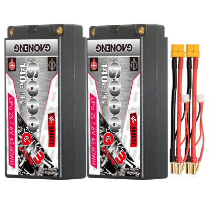 GAONENG GNB LiHV 2S 7.6V 6000mAh 140C Shorty 5mm Bullet Hard Case LiPo Battery