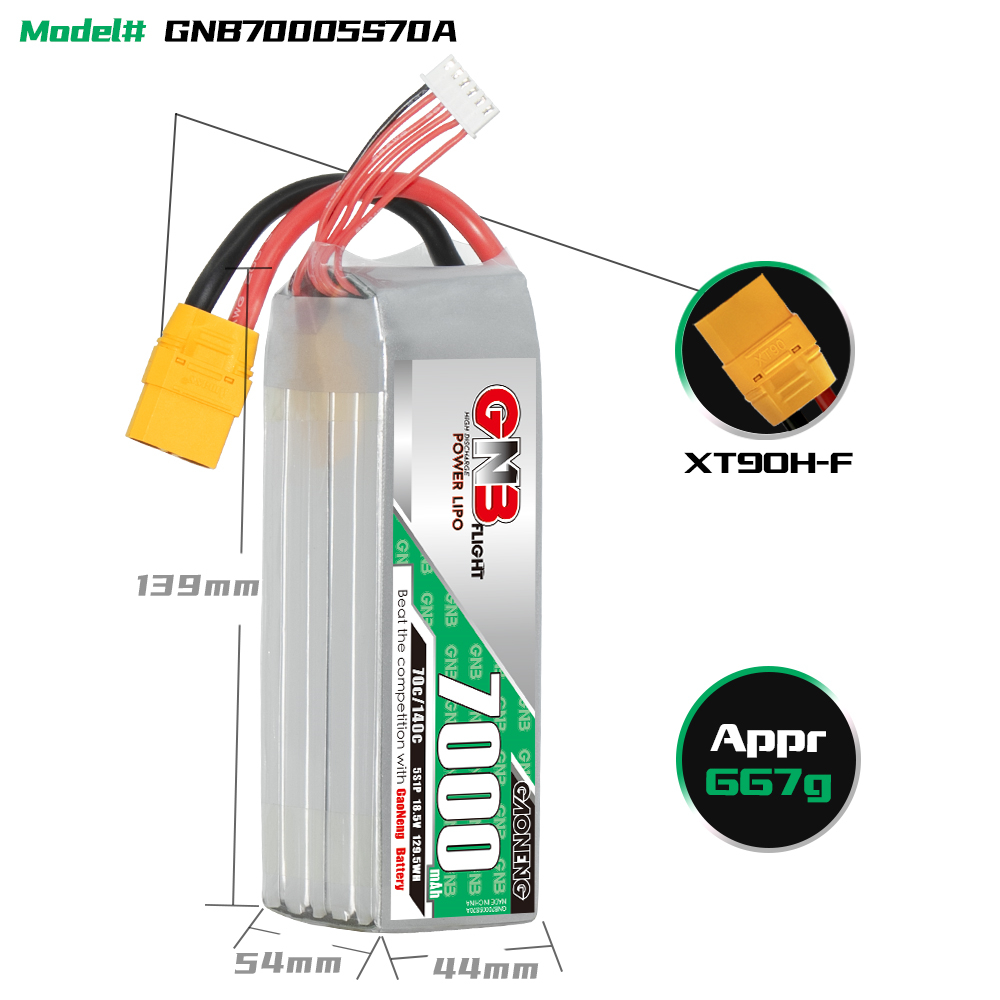 GAONENG GNB 5S 18.5V 7000mAh 70C LiPo Battery XT90