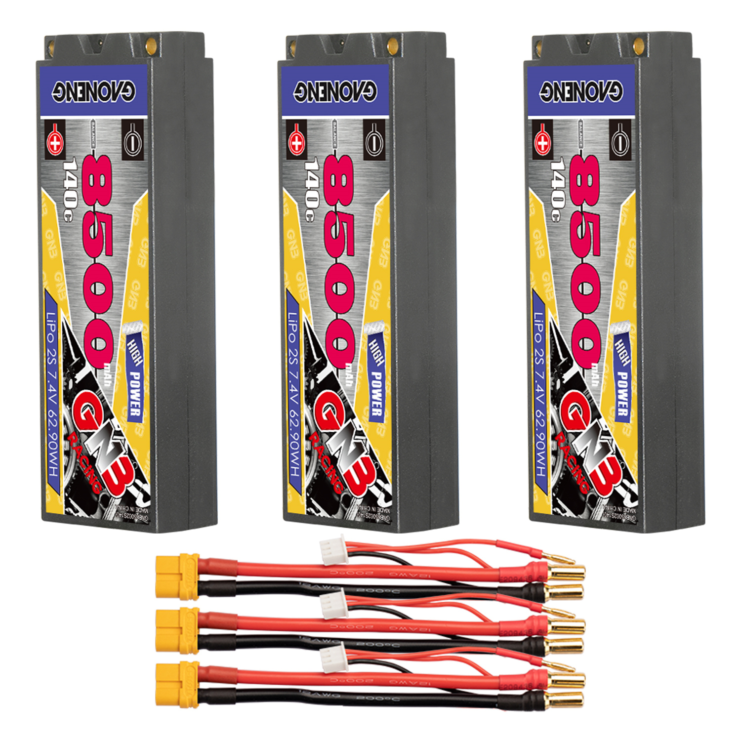 GAONENG GNB 2S 7.4V 8500mAh 140C 5mm Bullet Hard Case LiPo Battery