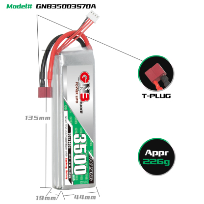 GAONENG GNB 3S 11.1V 3500mAh 70C LiPo Battery T-PLUG