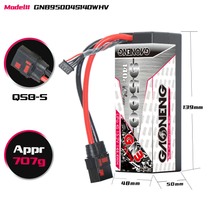 GAONENG GNB LiHV 4S 15.2V 9500mAh 140C Cabled Hard Case LiPo Battery QS8 Connector