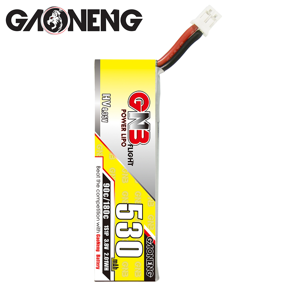4PCS - GAONENG GNB LiHV 1S 3.8V 530mAh 90C PH2.0 Cabled LiPo Battery