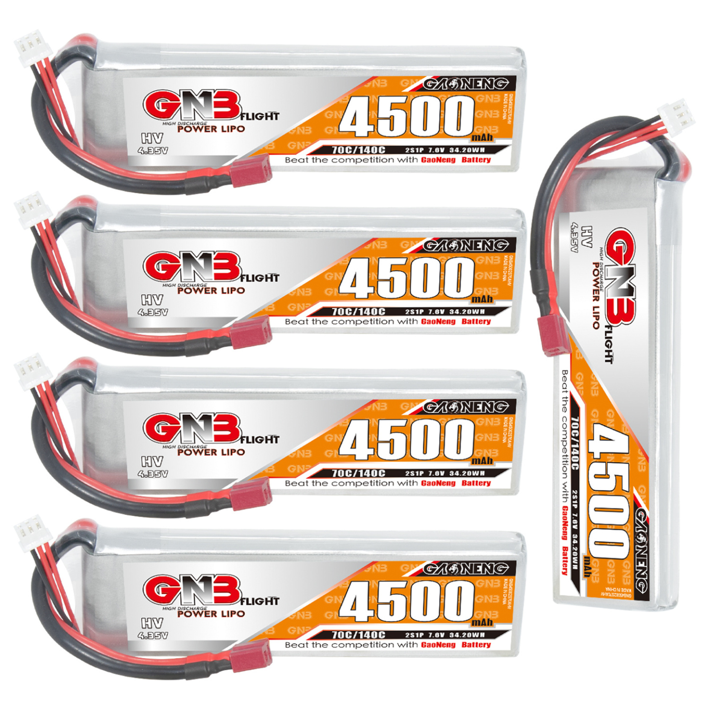 GAONENG GNB LiHV 2S 7.6V 4500mAh 70C LiPo Battery T-PLUG