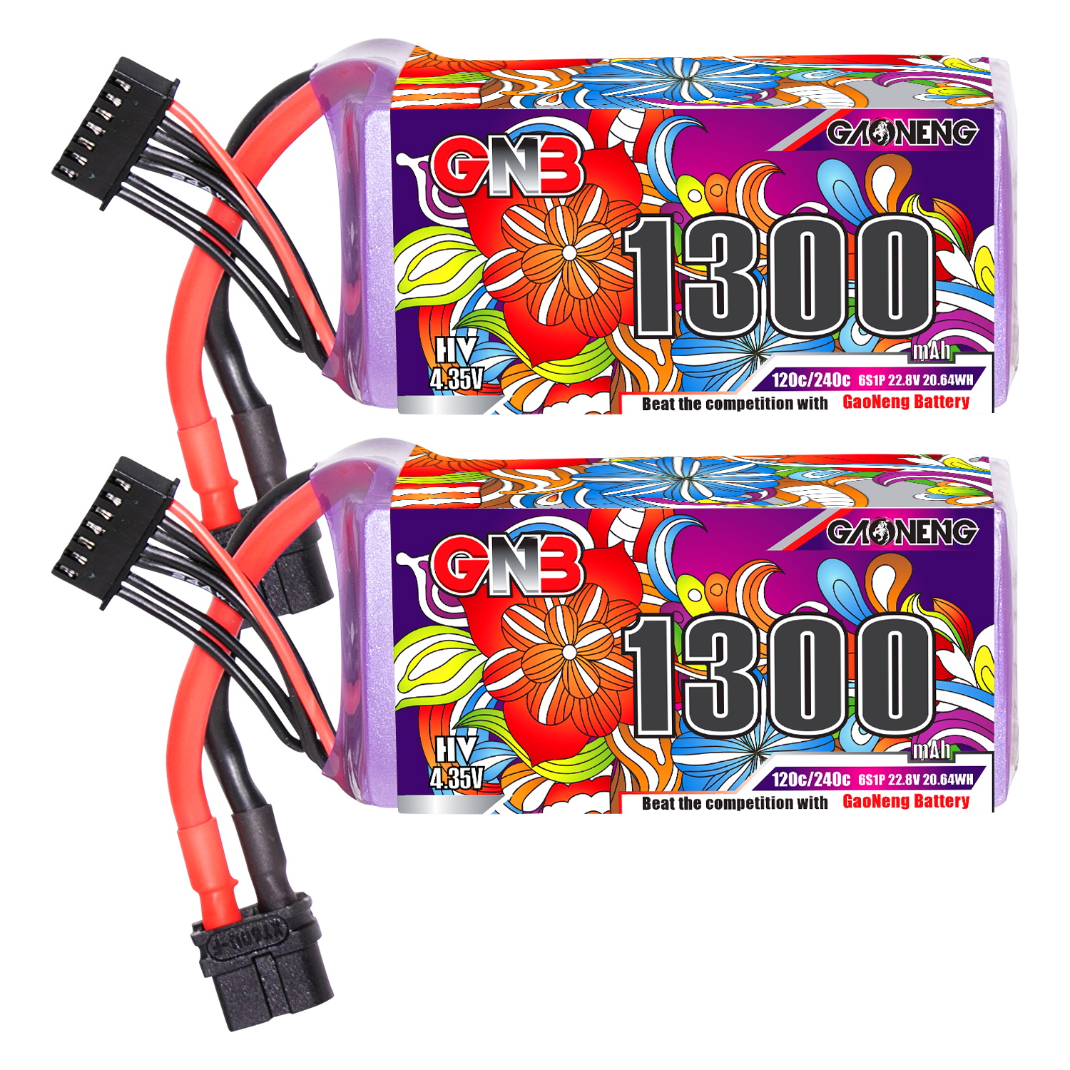 2PCS - GAONENG GNB LiHV 6S 22.8V 1300mAh 120C XT60 LiPo Battery