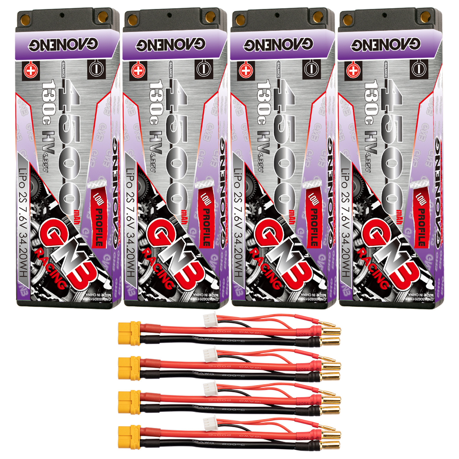 GAONENG GNB LiHV 2S 7.6V 4500mAh 130C 5mm Hard Case Ultra LCG LiPo Battery XT60