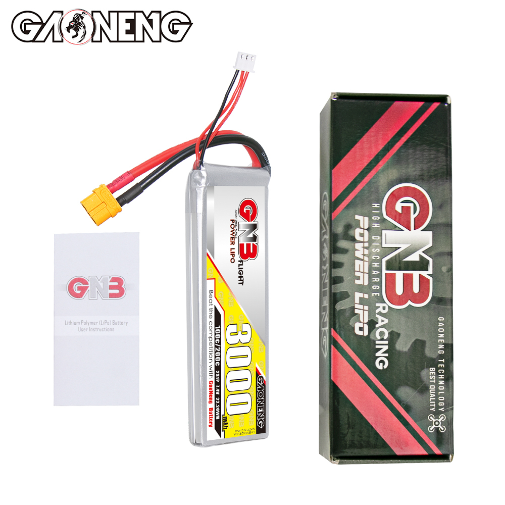 1PC - GAONENG GNB 2S 7.4V 3000mAh 100C LiPo Battery XT60
