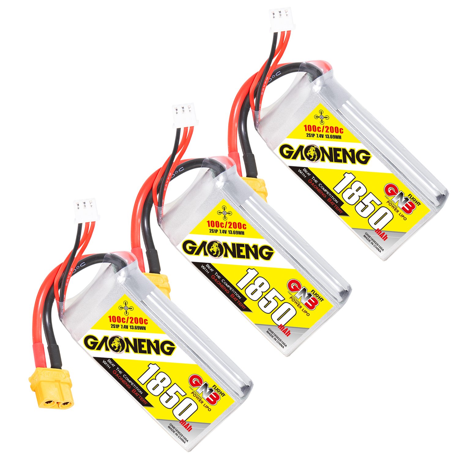 GAONENG GNB 2S 7.4V 1850mAh 100C LiPo Battery XT60 Connector