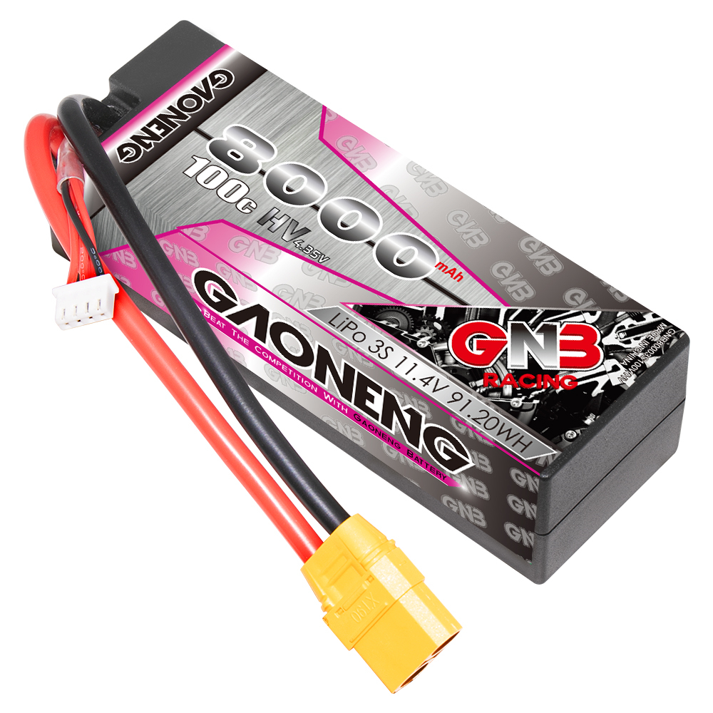 GAONENG GNB LiHV 3S 11.4V 8000mAh 100C Cabled Hard Case LiPo Battery XT90