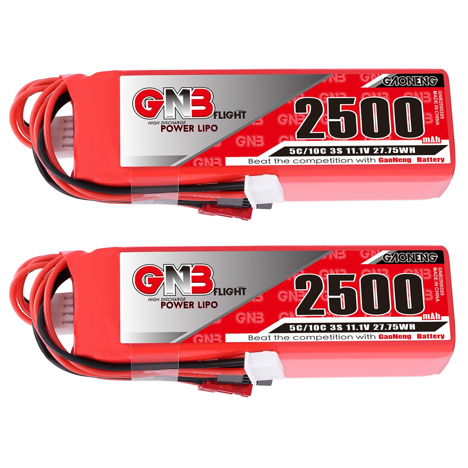 2PCS - GAONENG GNB 3S 11.1V 2500mAh 5C LiPo Battery for X9D and old 2019 X9D plus