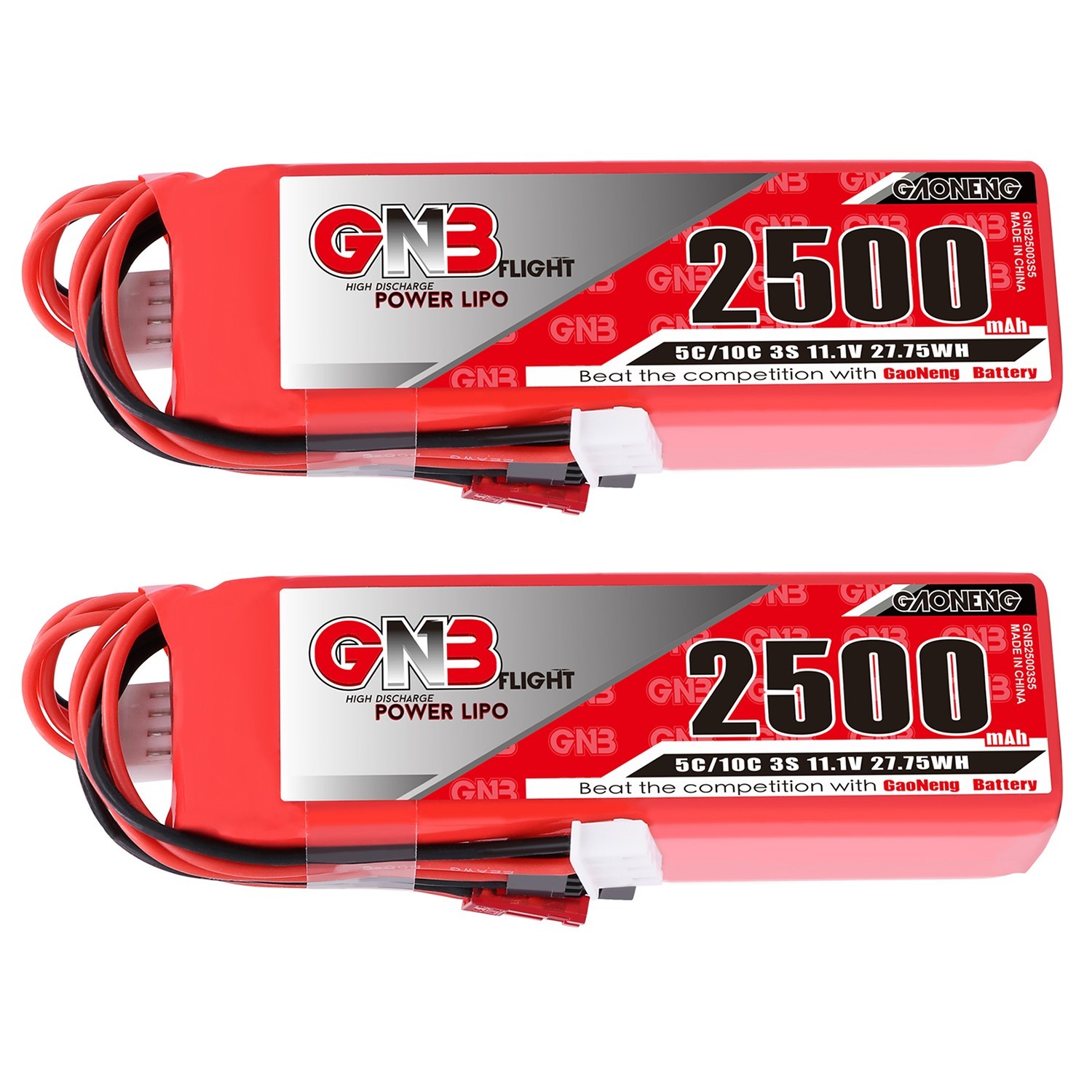 2PCS - GAONENG GNB 3S 11.1V 2500mAh 5C LiPo Battery for X9D and old 2019 X9D plus