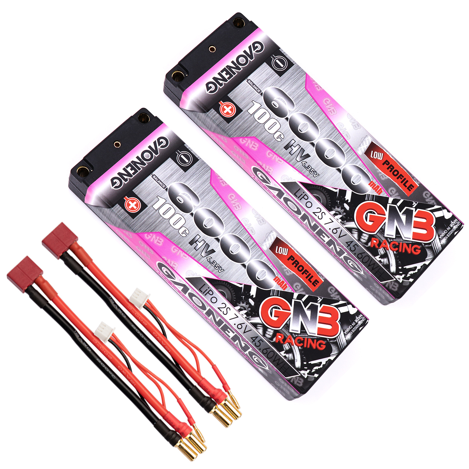 GAONENG GNB LiHV 2S 7.6V 6000mAh 100C 5mm Bullet Hard Case LCG LiPo Battery