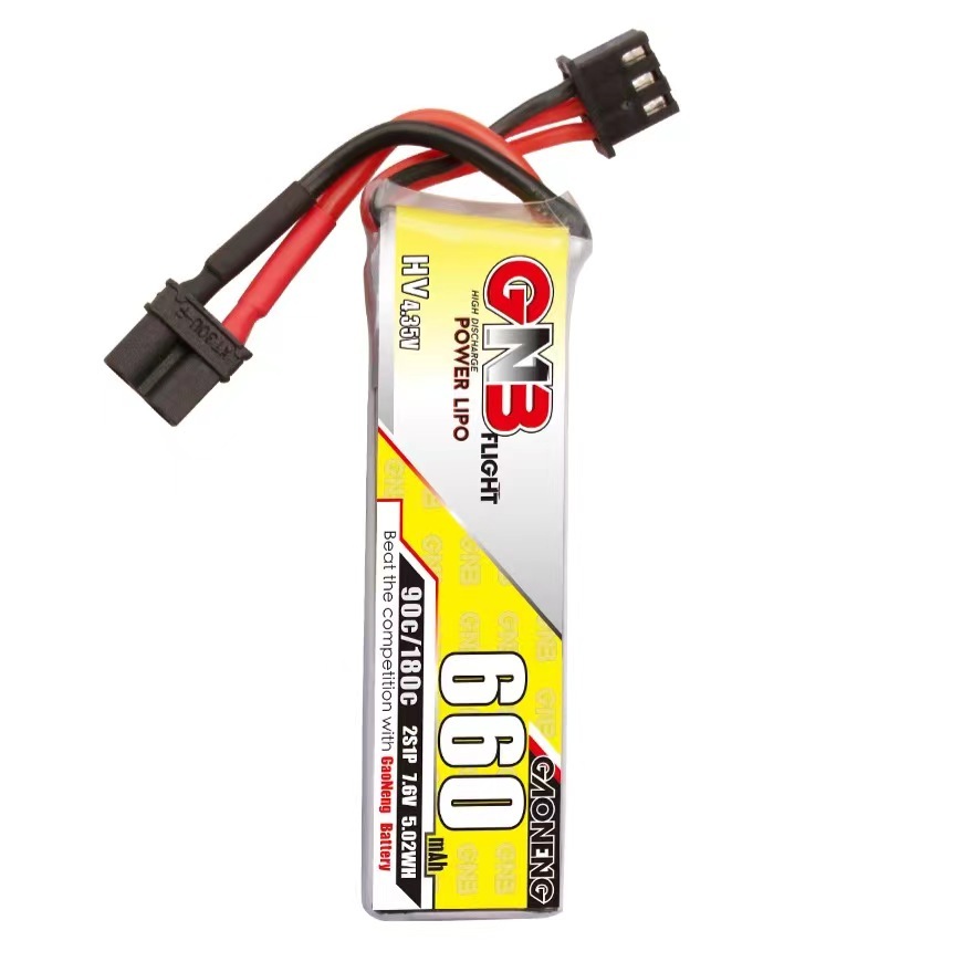 4PCS - GAONENG GNB LiHV 2S 7.6V 660mAh 90C XT30 LiPo Battery