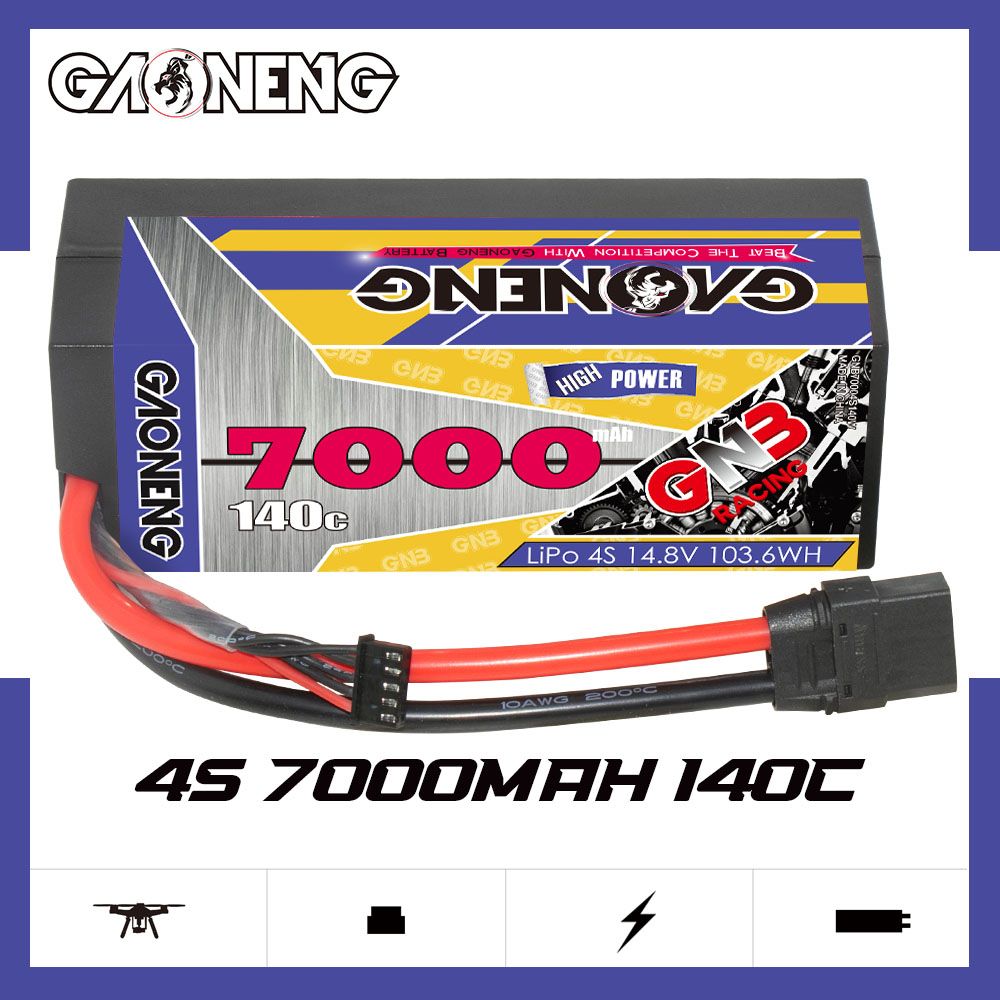 GAONENG GNB 4S 14.8V 7000mAh 140C Cabled Hard Case LiPo Battery XT90