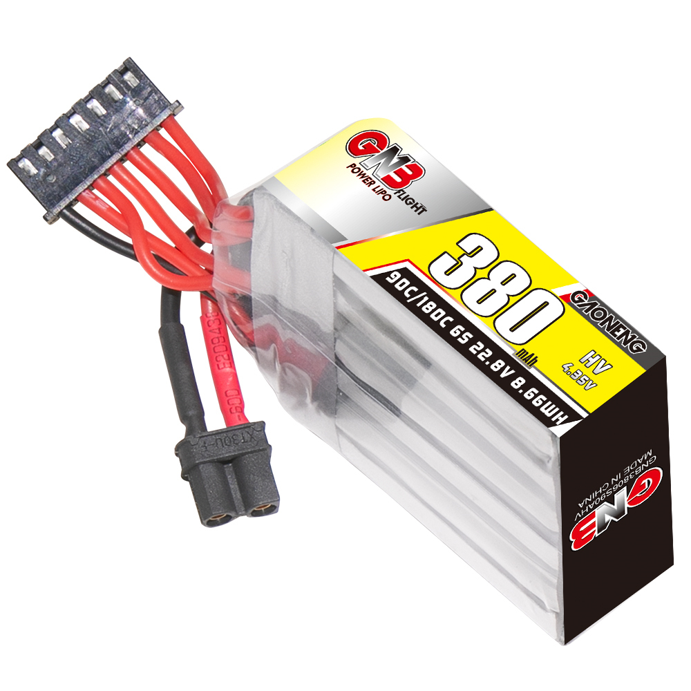 2PCS - GAONENG GNB LiHV 6S 22.8V 380mAh 90C XT30 LiPo Battery
