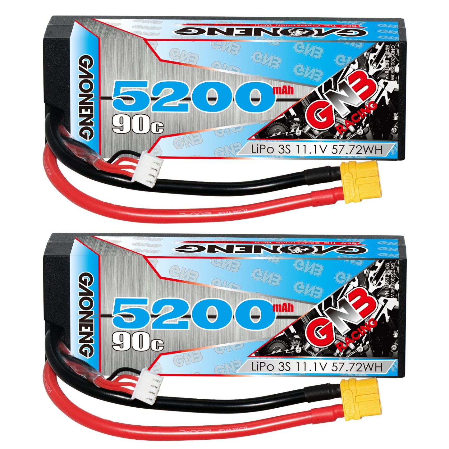 GAONENG GNB 3S 11.1V 5200mAh 90C Cabled Hard Case LiPo Battery XT60