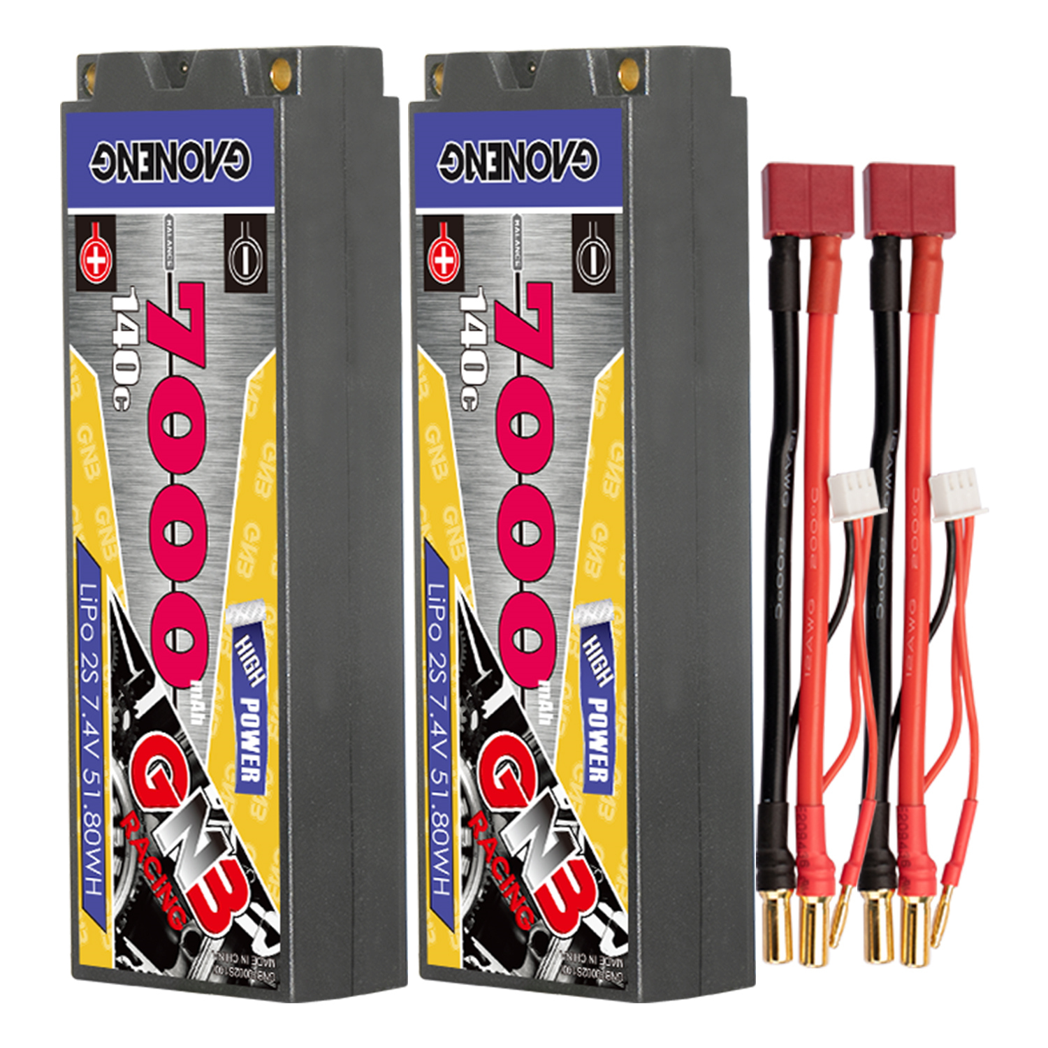 GAONENG GNB 2S 7.4V 7000mAh 140C 5mm Bullet Hard Case LiPo Battery