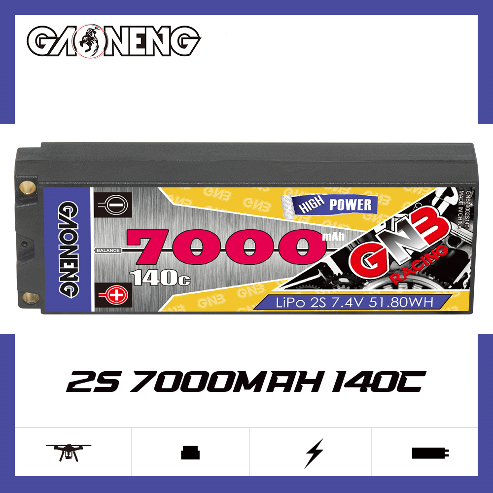GAONENG GNB 2S 7.4V 7000mAh 140C 5mm Bullet Hard Case LiPo Battery
