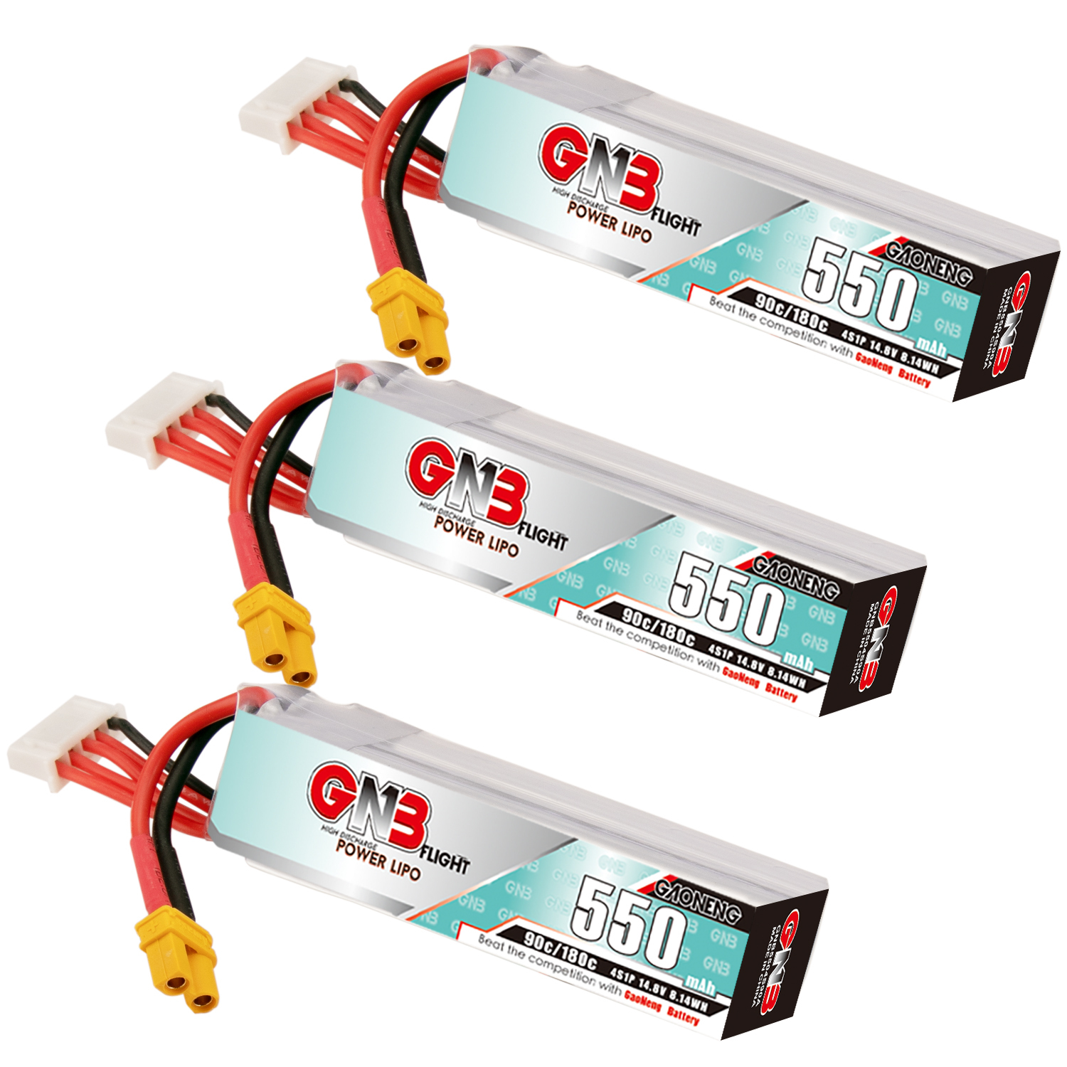GAONENG GNB 4S 14.8V 550mAh 90C XT30 LiPo Battery Long Type
