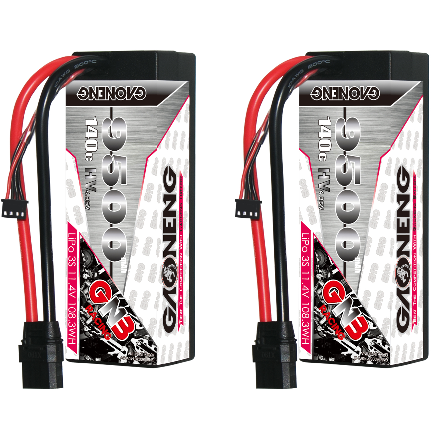 GAONENG GNB LiHV 3S 11.4V 9500mAh 140C Cabled Hard Case LiPo Battery XT90