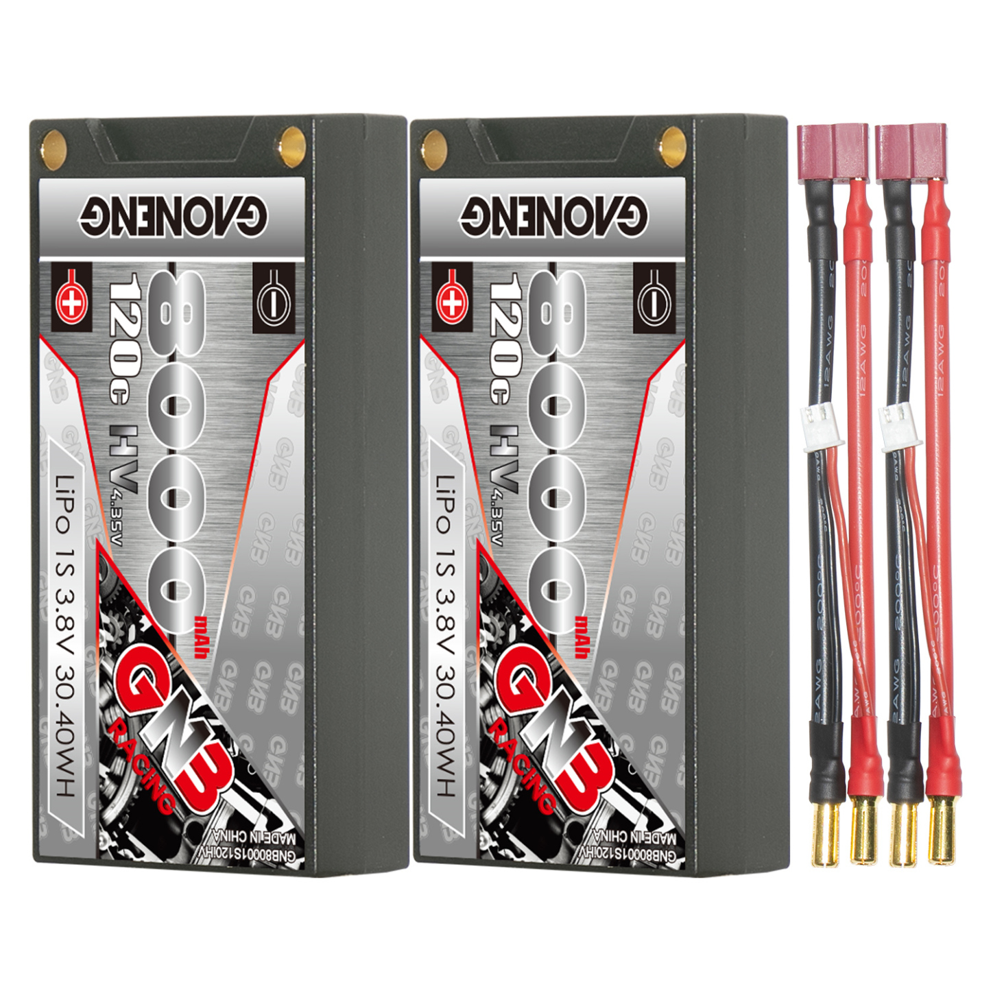 GAONENG GNB LiHV 1S 3.8V 8000mAh 120C 5mm Bullet Hard Case LiPo Battery