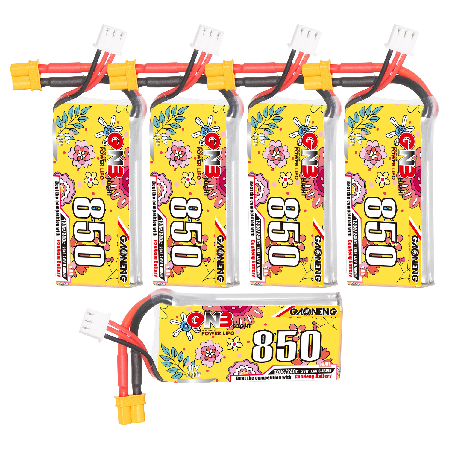 GAONENG GNB LiHV 2S 7.6V 850mAh 120C XT30 LiPo Battery