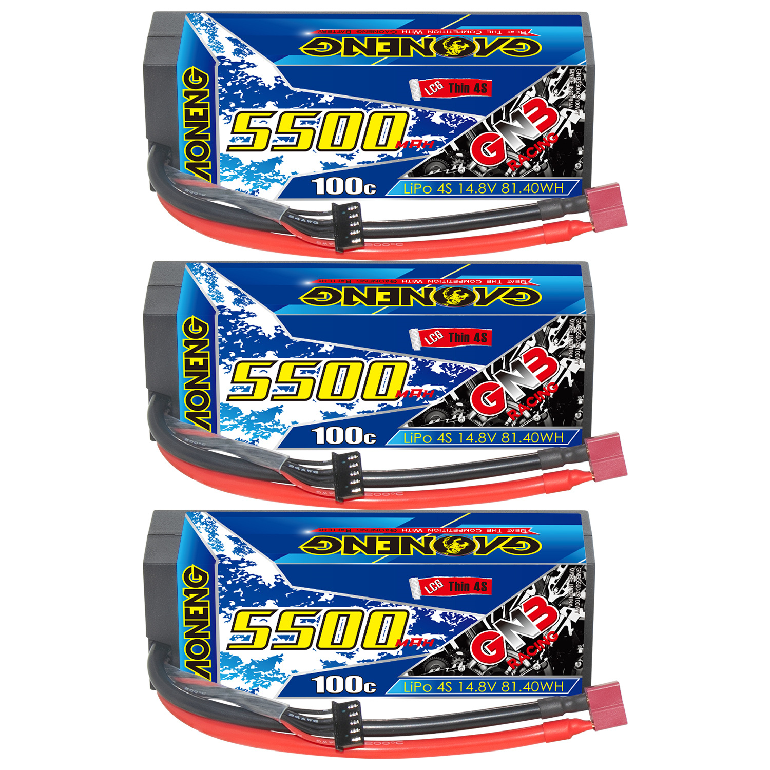 GAONENG GNB 4S 14.8V 5500mAh 100C Cabled 4S LCG Hard Case LiPo Battery T-PLUG