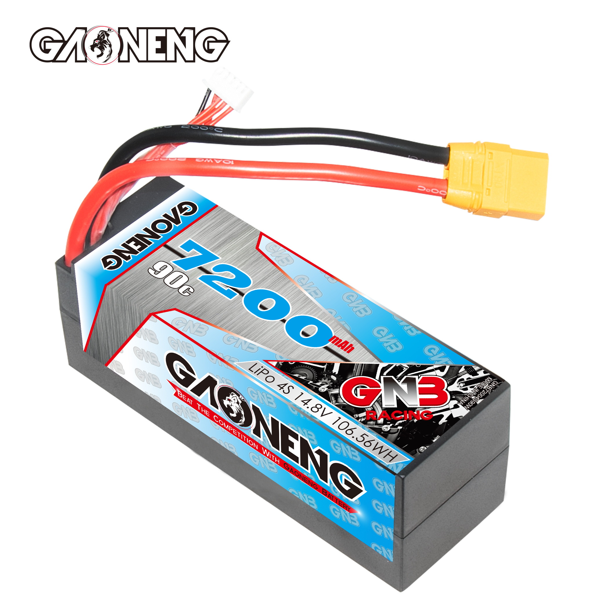 1PC - GAONENG GNB 4S 14.8V 7200mAh 90C Cabled Hard Case LiPo Battery XT90
