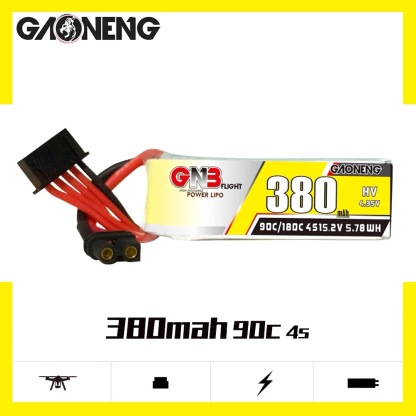 2PCS - GAONENG GNB LiHV 4S 15.2V 380mAh 90C XT30 LiPo Battery