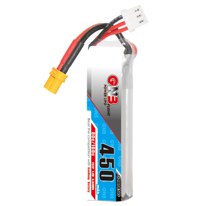 4PCS - GAONENG GNB 2S 7.4V 450mAh 80C XT30 LiPo Battery Long Type