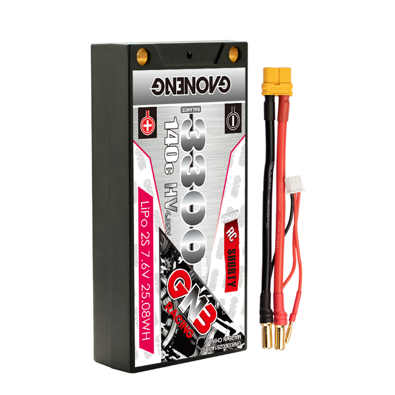 GAONENG GNB LiHV 2S 7.6V 3300mAh 140C LCG Shorty 5mm Bullet Hard Case LiPo Battery