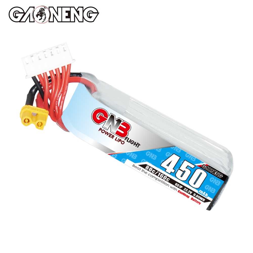 GAONENG GNB 6S 22.2V 450mAh 80C XT30 LiPo Battery Long Type
