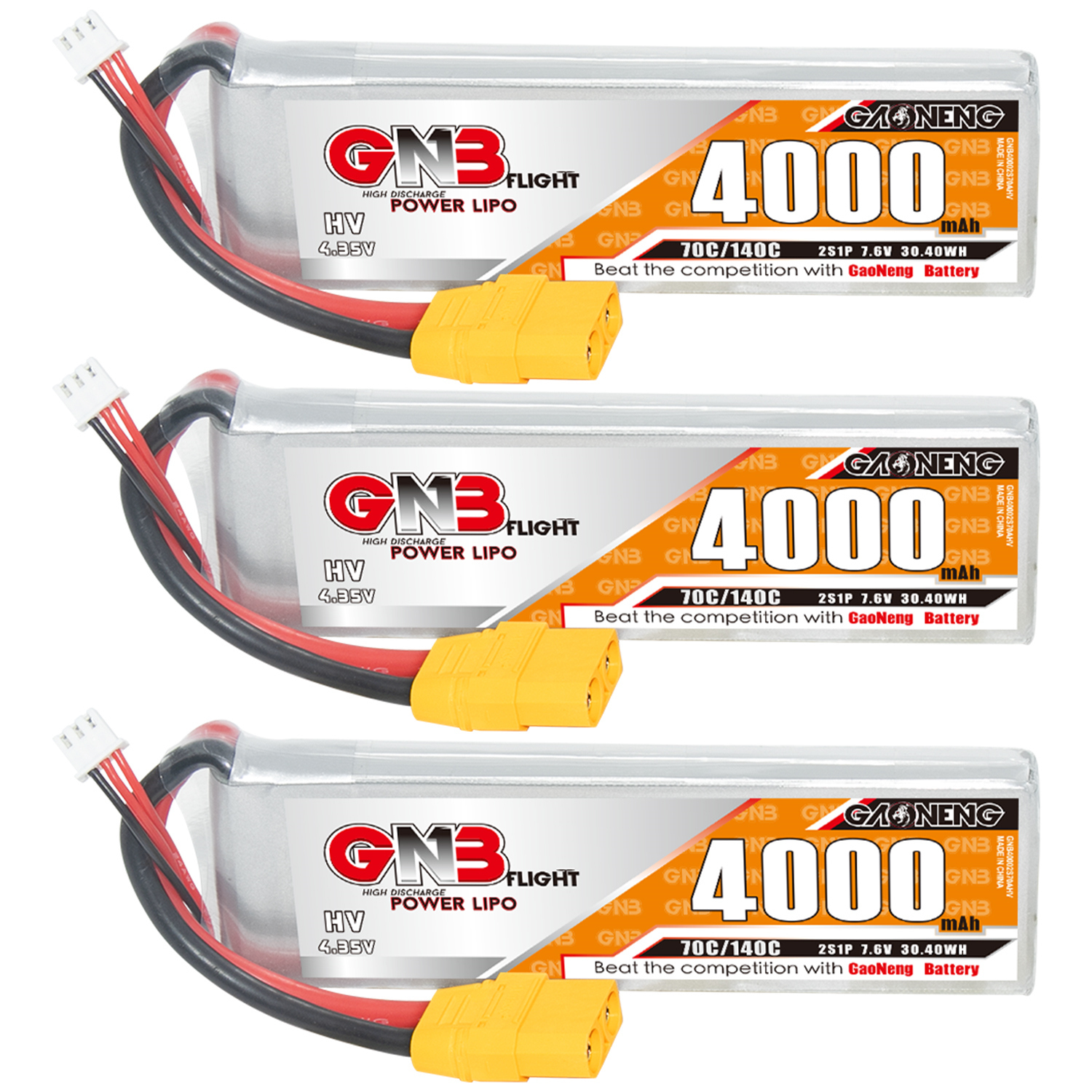 GAONENG GNB LiHV 2S 7.6V 4000mAh 70C LiPo Battery XT90