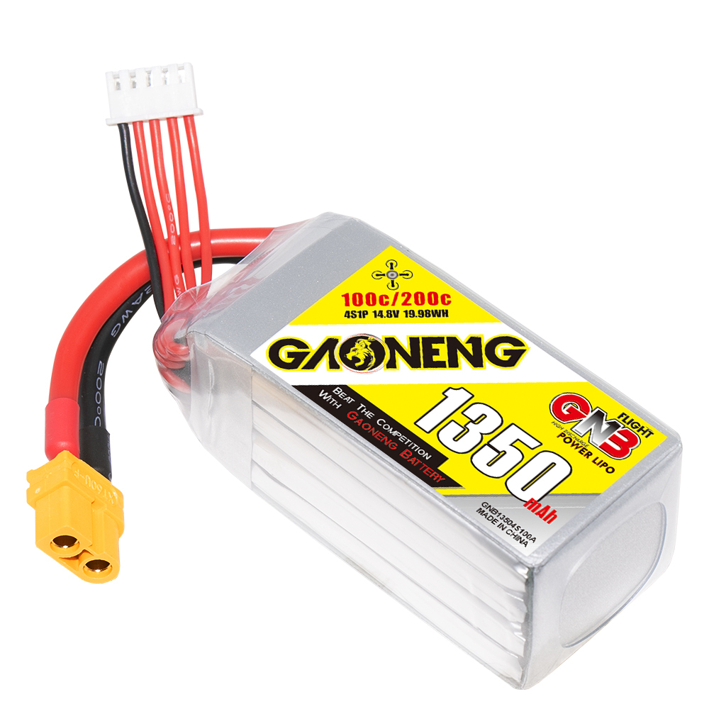 2PCS - GAONENG GNB 4S 14.8V 1350mAh 100C XT60 LiPo Battery