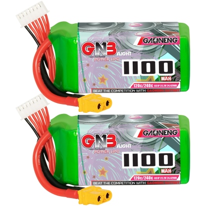 2PCS - GAONENG GNB 6S 22.2V 1100mAh 120C XT60 LiPo Battery