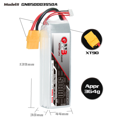 1PC - GAONENG GNB 3S 11.1V 5000mAh 50C LiPo Battery XT90