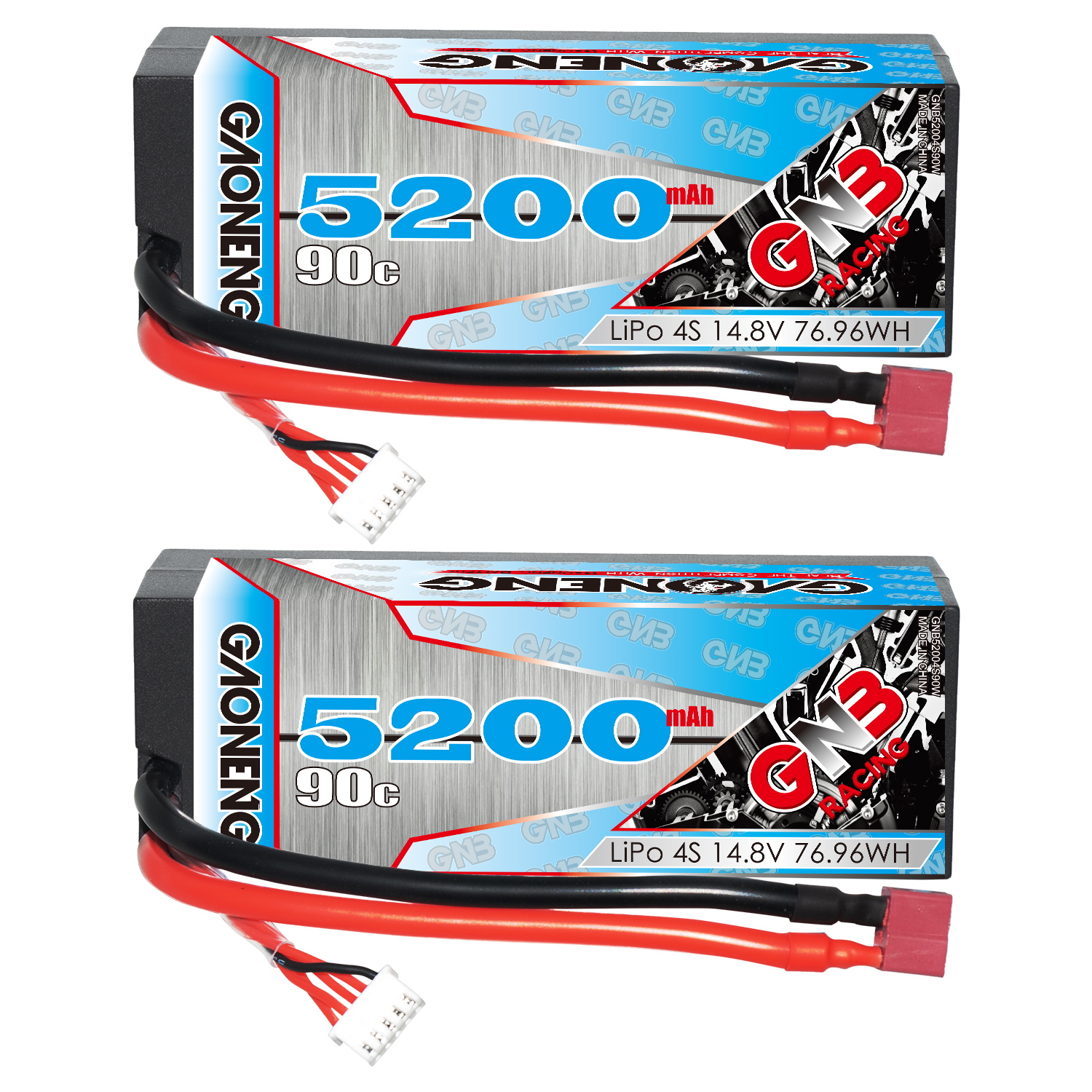 GAONENG GNB 4S 14.8V 5200mAh 90C Cabled Hard Case LiPo Battery T-PLUG