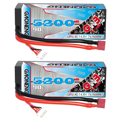 GAONENG GNB 4S 14.8V 5200mAh 90C Cabled Hard Case LiPo Battery T-PLUG