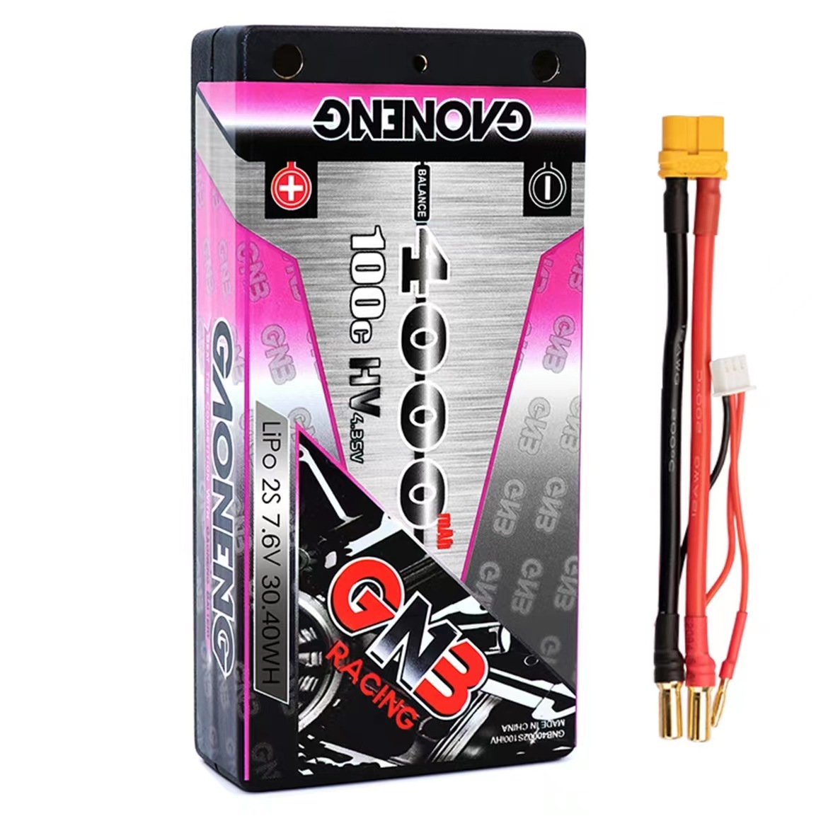 1PC - GAONENG GNB 2S 7.6V 4000mAh 100C LCG Shorty 4mm Hard Case LiPo Battery XT60