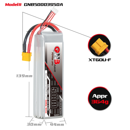 GAONENG GNB 3S 11.1V 5000mAh 50C LiPo Battery XT60