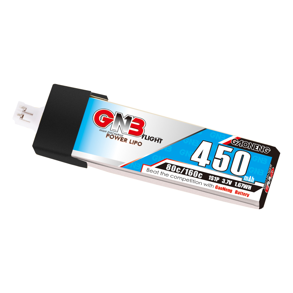 GAONENG GNB 1S 3.7V 450mAh 80C PH2.0 Plastic Head LiPo Battery Long Type
