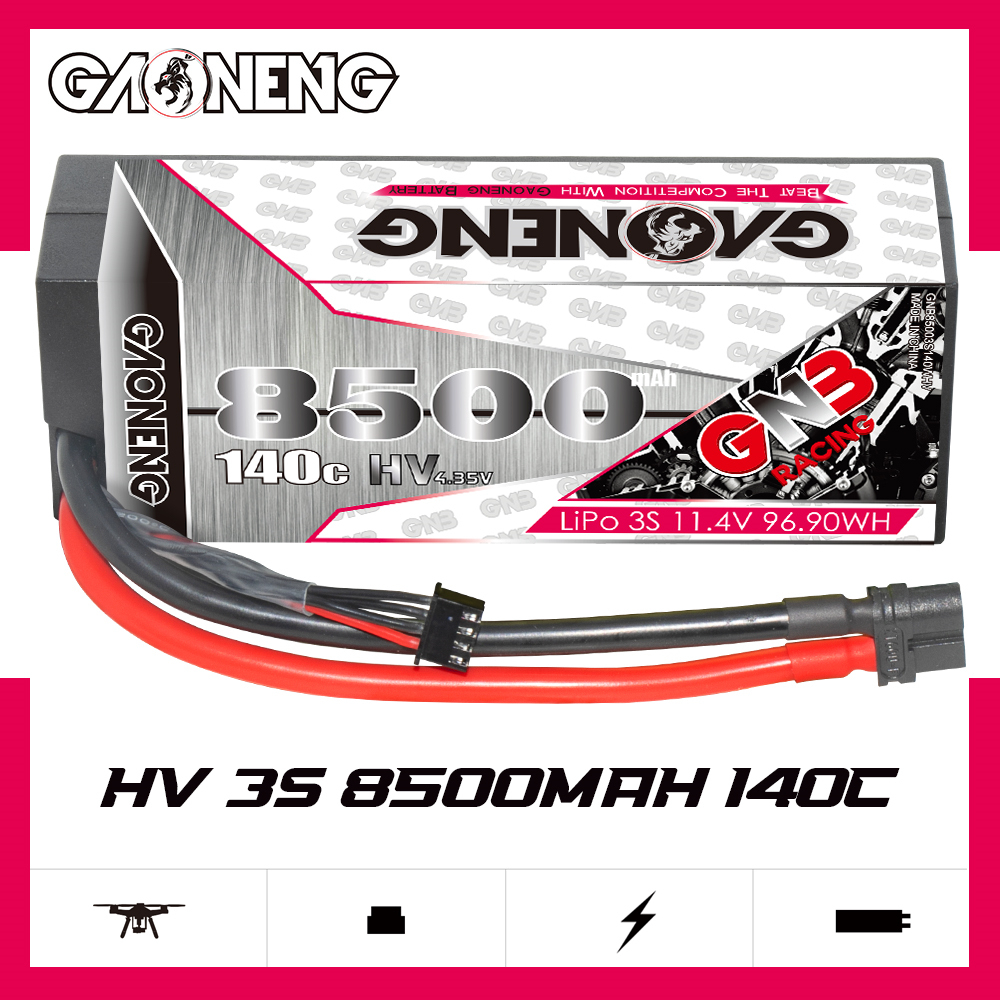 1PC - GAONENG GNB LiHV 3S 11.4V 8500mAh 140C Cabled Hard Case LiPo Battery XT60