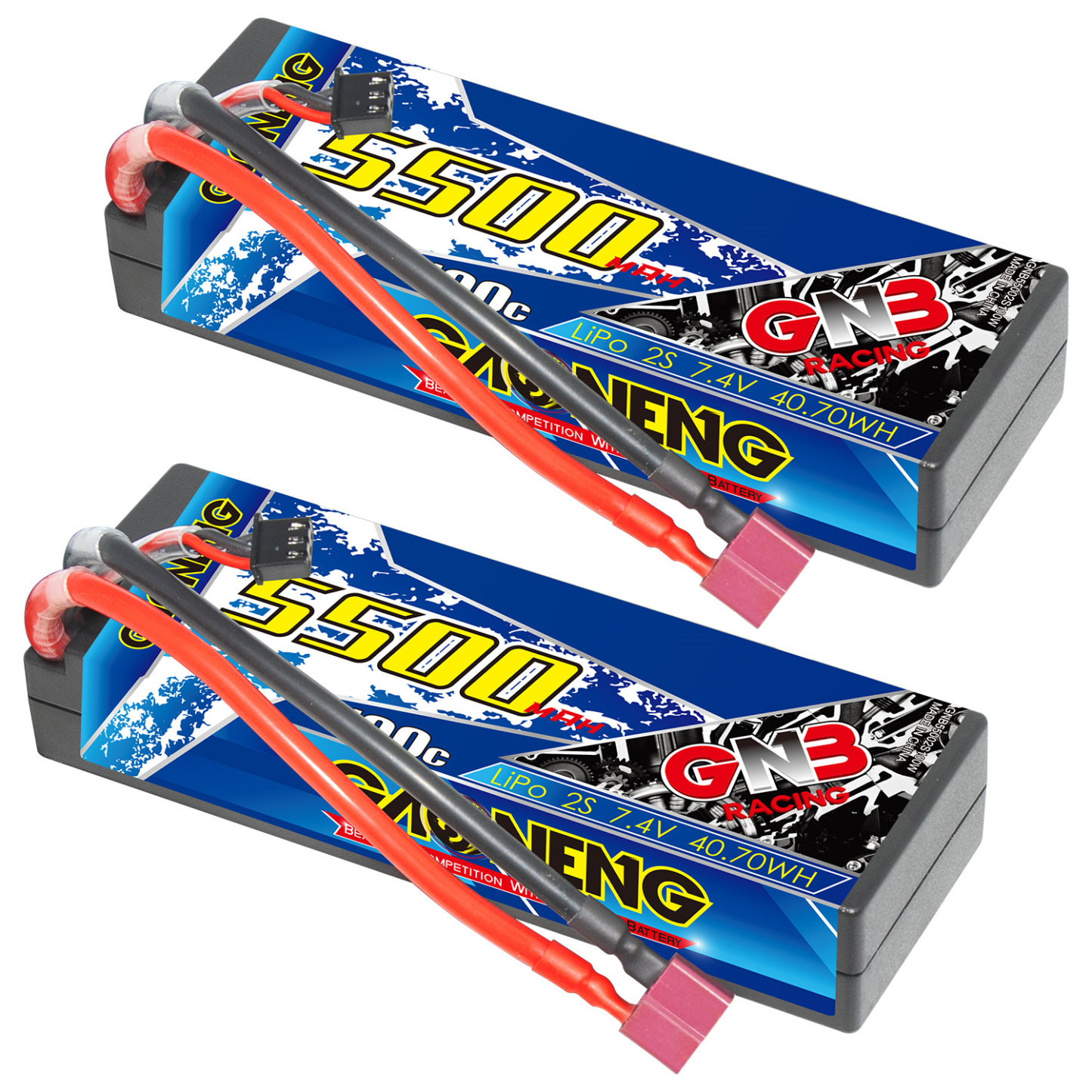 GAONENG GNB 2S 7.4V 5500mAh 100C Cabled Hard Case LiPo Battery T-PLUG