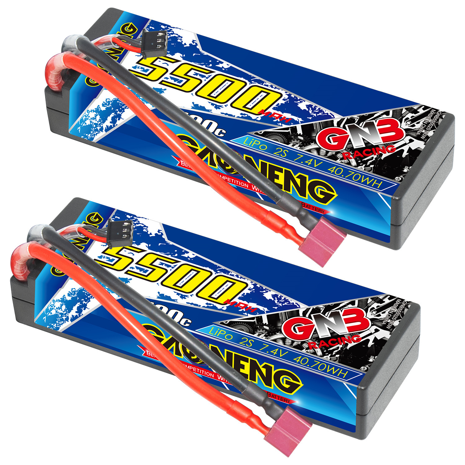 GAONENG GNB 2S 7.4V 5500mAh 100C Cabled Hard Case LiPo Battery T-PLUG