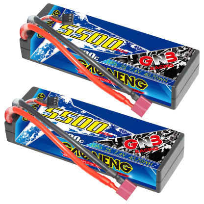 GAONENG GNB 2S 7.4V 5500mAh 100C Cabled Hard Case LiPo Battery T-PLUG