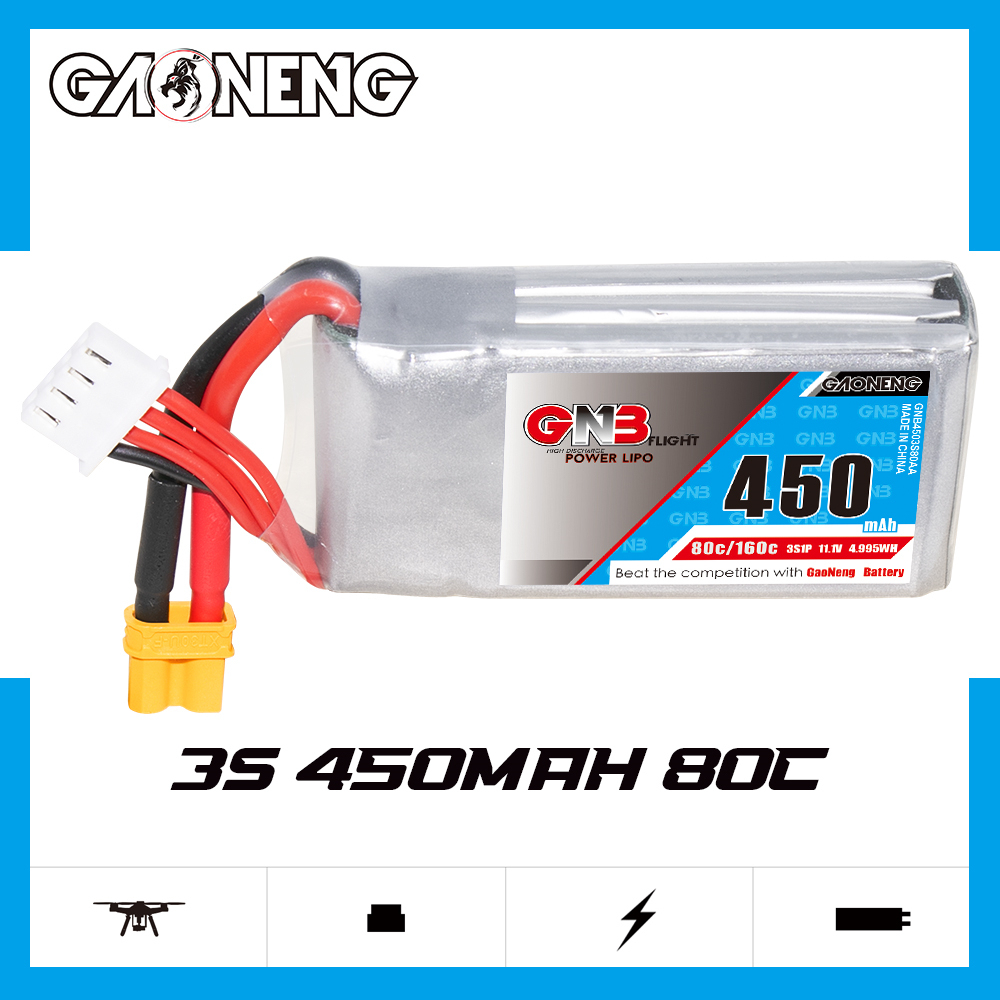 GAONENG GNB 3S 11.1V 450mAh 80C XT30 LiPo Battery