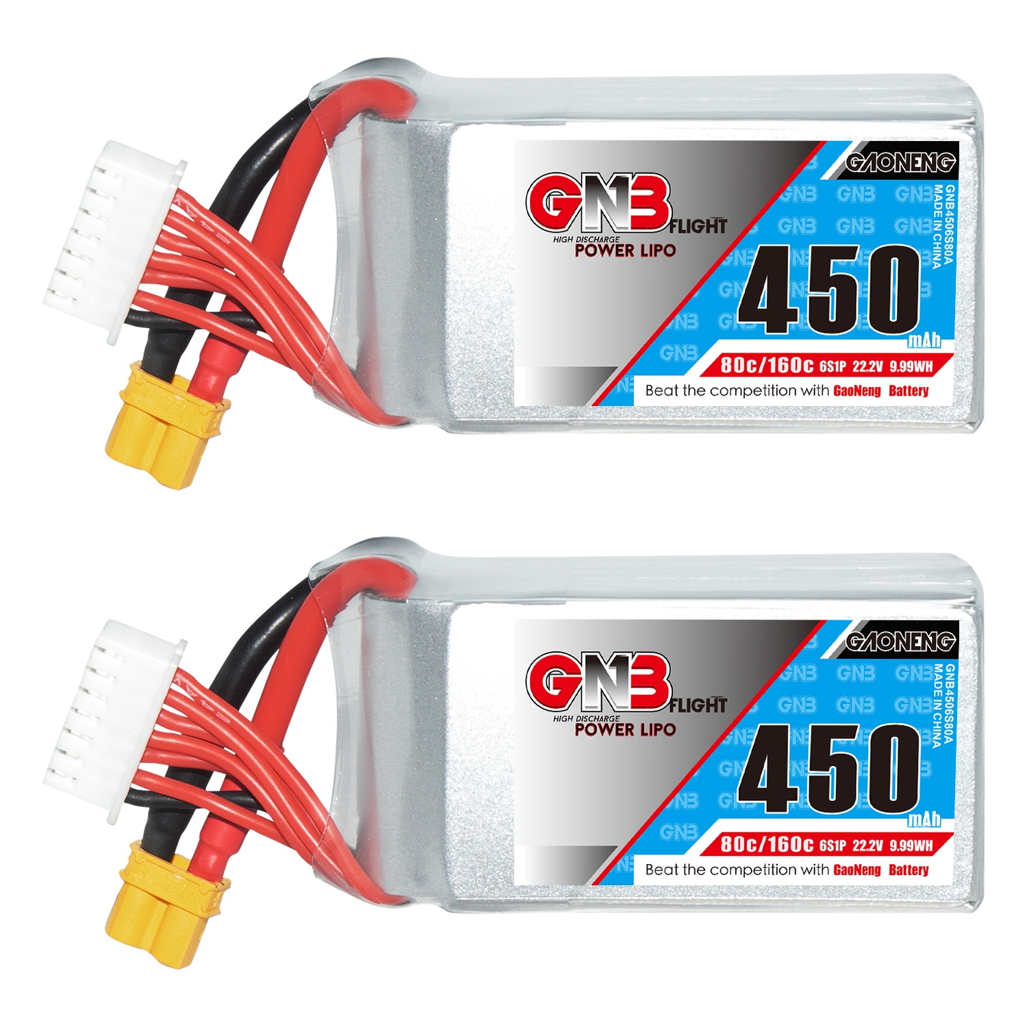 GAONENG GNB 6S 22.2V 450mAh 80C XT30 LiPo Battery