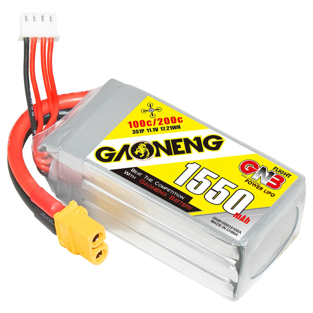 2PCS - GAONENG GNB 3S 11.1V 1550mAh 100C XT60 LiPo Battery