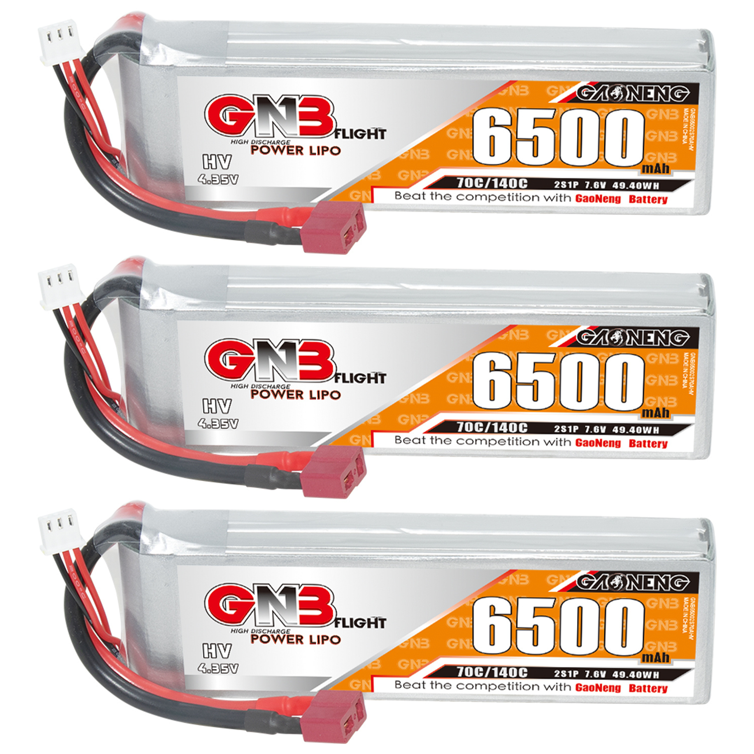 GAONENG GNB HV 2S 7.6V 6500mAh 70C LiPo Battery T-PLUG