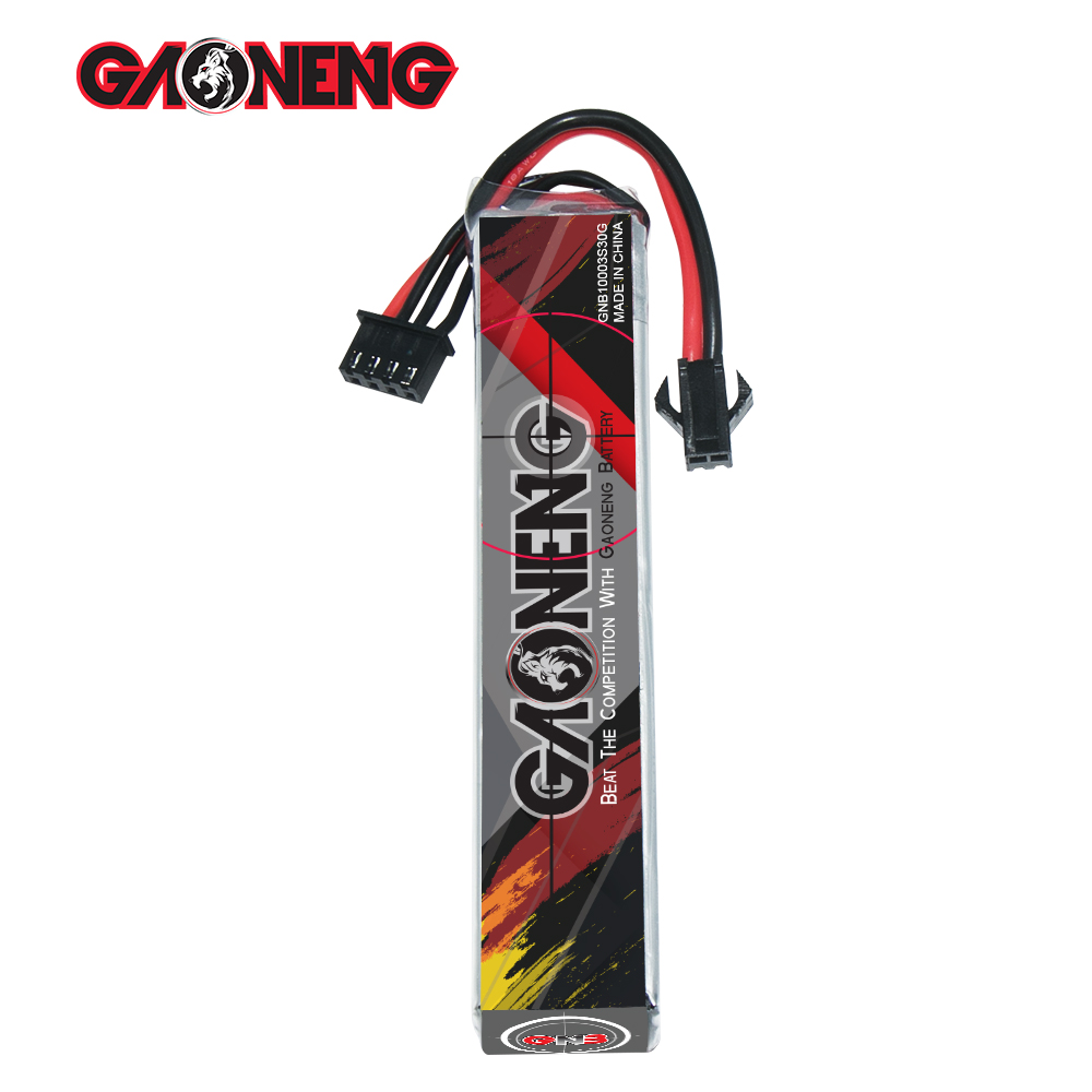 2PCS - GAONENG GNB 3S 11.1V 1000mAh 30C SM Plug LiPo Battery for AirSoft 